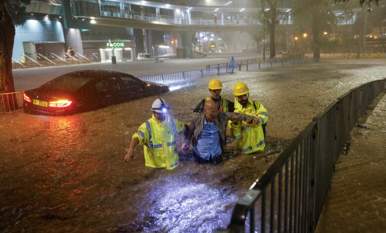 Extreme rain in Hong Kong turns city streets into raging rivers ...